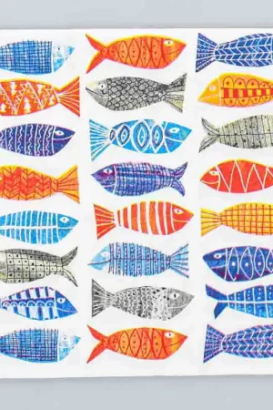 Lot de 20 serviettes 'Atlantic' bleu orange Expédié Aujourd'hui